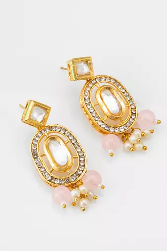 pink beaded kundan choker set