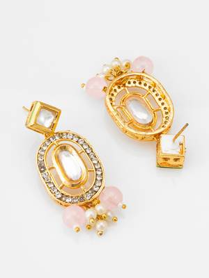 pink beaded kundan choker set 3