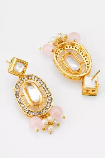 pink beaded kundan choker set