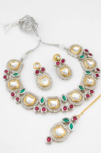 dual tone polki kundan set