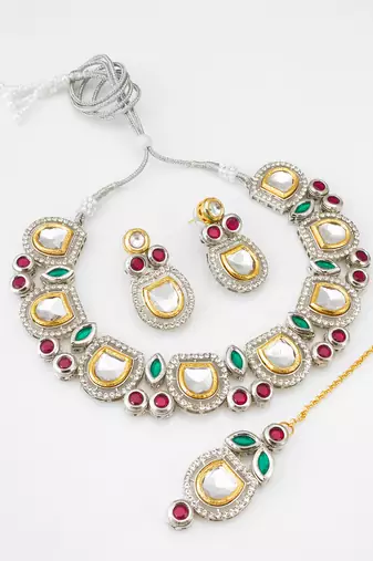 dual tone polki kundan set