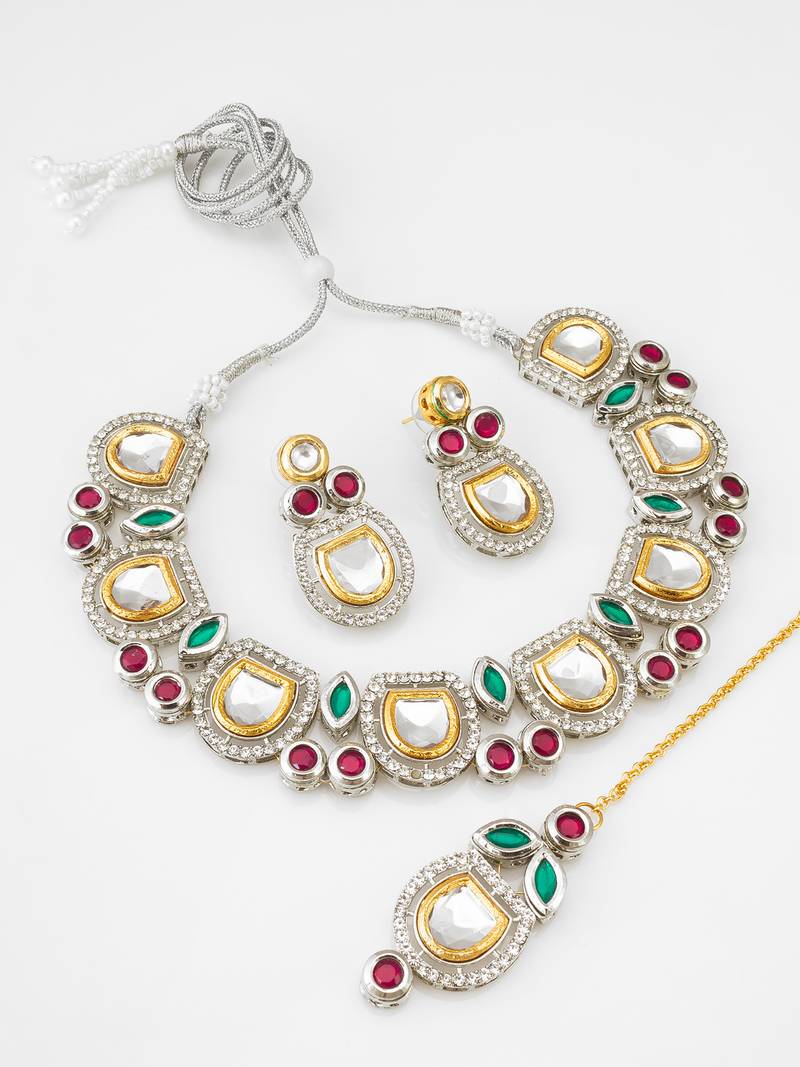 dual tone polki kundan set