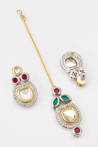 dual tone polki kundan set