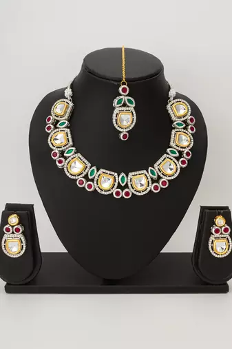 dual tone polki kundan set