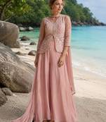 baby pink embroidered net cord set