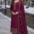 purple embroidered silk blend salwar suit