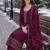 purple embroidered silk blend salwar suit