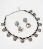 oxidized coin necklace set