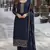 navy blue embroidered silk blend salwar suit