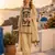 cream embroidered shimmer silk blend salwar suit - free size