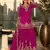 rani pink embroidered silk blend salwar suit - free size