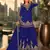 dark blue embroidered silk blend salwar suit - free size