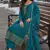turquoise embroidered silk blend salwar suit