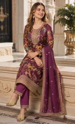 purple embroidered silk blend salwar suit 2