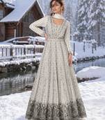 white embroidered georgette anarkali suit