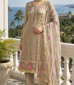chiku embroidered silk blend salwar suit