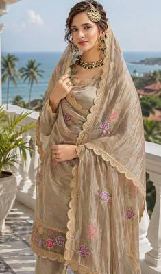 chiku embroidered silk blend salwar suit 2