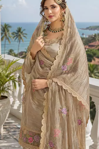 chiku embroidered silk blend salwar suit