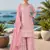 pink embroidered georgette silk blend georgette salwar - free size