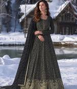 black embroidered georgette anarkali suit