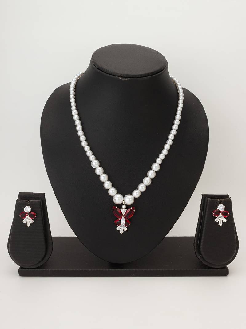 pearl floral necklace set