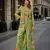 parrot green digital print silk blend indo western - free size