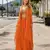 orange sequins silk blend chiffon salwar suit - free size