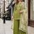 green embroidered silk blend salwar suit - free size