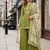 green embroidered silk blend salwar suit - free size