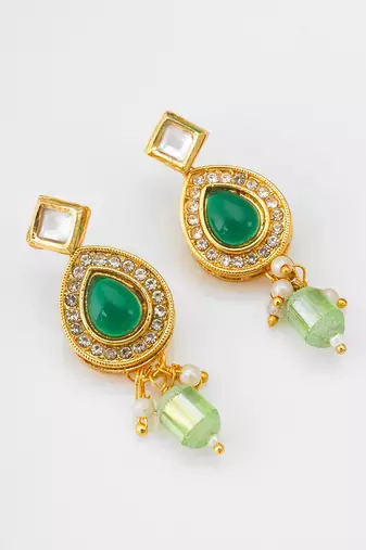 kundan green onyx necklace set