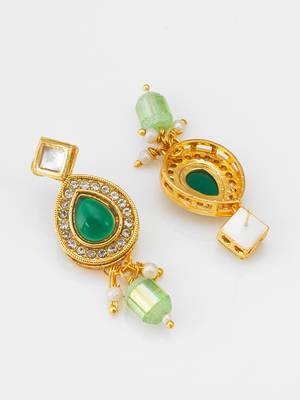 kundan green onyx necklace set 4