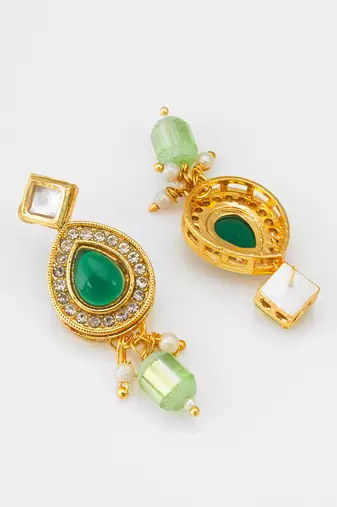 kundan green onyx necklace set