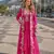 magenta sequins silk blend chiffon salwar suit - free size