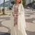 white sequins silk blend chiffon salwar suit - free size