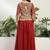 Saahmriga Red Georgette Stitched Top With lehenga and Dupatta Full Sleeve Embroidered Lehenga Set