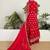 Saahmriga Red Chinon Stitched Top With lehenga and Dupatta 3/4 Sleeve Embroidered Lehenga Set