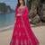 hot pink embroidered silk blend anarkali salwar suit - free size