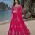 hot pink embroidered silk blend anarkali salwar suit - free size