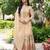 Saahmriga Cream Chinon Stitched Top With lehenga and Dupatta Full Sleeve Embroidered Lehenga Set