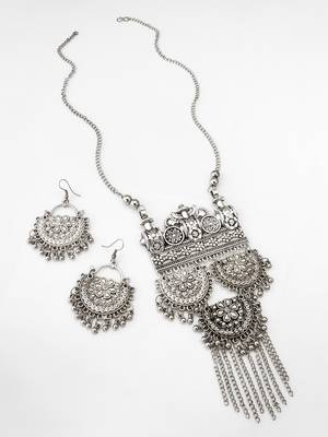 oxidized floral necklace set 2