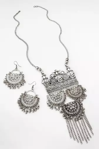 oxidized floral necklace set