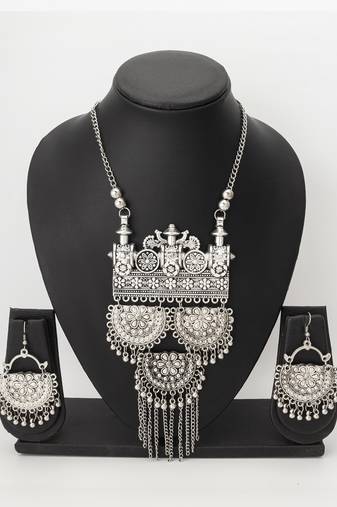 oxidized floral necklace set
