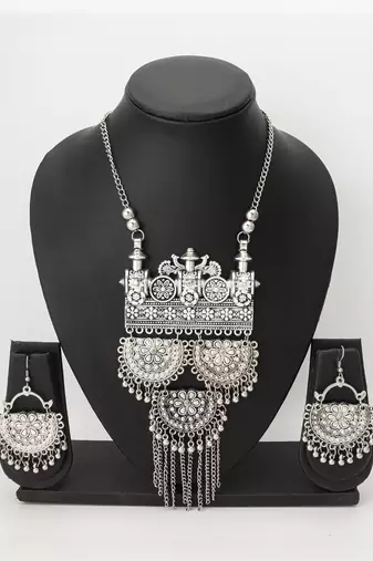 oxidized floral necklace set