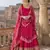 red embroidered silk blend anarkali salwar suit - free size