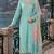 aqua blue embroidered silk blend salwar suit