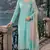 aqua blue embroidered silk blend salwar suit