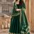 dark green embroidered silk blend anarkali salwar suit - free size