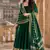 dark green embroidered silk blend anarkali salwar suit - free size