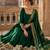 dark green embroidered silk blend anarkali salwar suit - free size