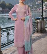 lavender embroidered silk blend salwar suit